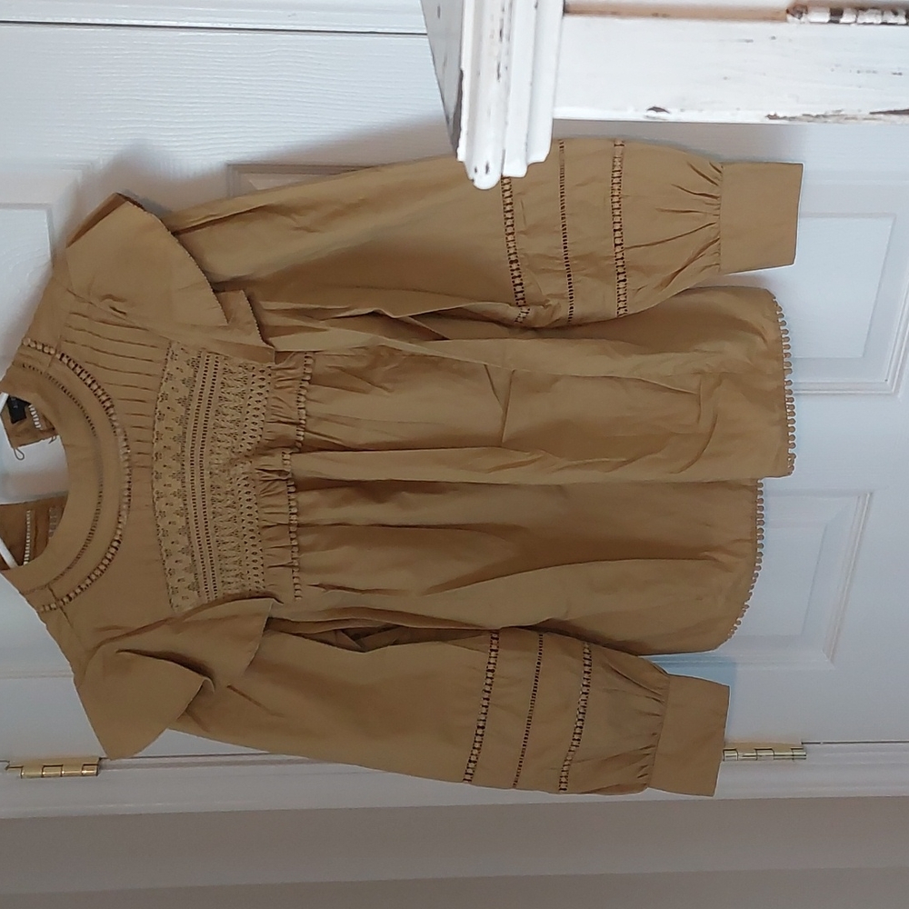 NWT J Crew Mustard Cottagecore Ruffle Blouse